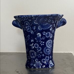 Vintage Victoria Ware Stoneware Flow Blue Vase